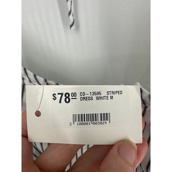 Victoria Sophia Dress Medium White Mini Striped Milkmaid Open Back Sleeveless - Picture 4 of 8